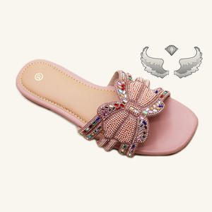 Sandali da donna <span class=keywords><strong>con</strong></span> suola morbida da spiaggia di alta qualità <span class=keywords><strong>con</strong></span> papillon e strass, pantofole da donna leggere - Product Image 2