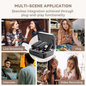 Microphone sans fil miniature à double cravate pour iPhone iPad - pour l'<span class=keywords><strong>enregistrement</strong></span> vidéo, les interviews, les podcasts <span class=keywords><strong>sur</strong></span> <span class=keywords><strong>Youtube</strong></span> - Product Image 4