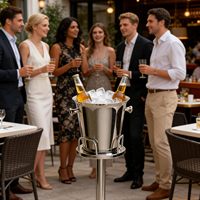 Seau à glace en acier inoxydable argenté pour la restauration hôtelière, les buffets de boîtes de nuit et le refroidissement du vin et de la bière - Vente en gros
