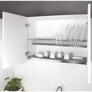 Modern Chrome 2-Layer Stainless Steel Hanging Dish Mug & <b>Plate</b> Dry <b>Rack</b> Strong Bearing Capacity Kitchen Cabinet Storage New Desi - Product Image 5