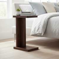 Table d'appoint en bois massif de style nordique minimaliste, design en forme de C, table de chevet mobile, bureau pour ordinateur portable, finition naturelle, table d'appoint pour salon