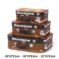 Lot de 3 boîtes cadeaux Halloween en papier, type valise, avec poignée et loquet, portables, écologiques, réutilisables, pour rangement et cadeaux personnalisés sur le thème effrayant