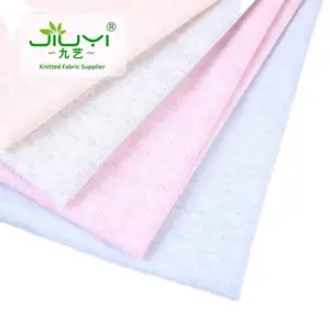 China supplier plain cloth materials soft stock yarn dyed 100% cotton interlock knit fabric for baby suit