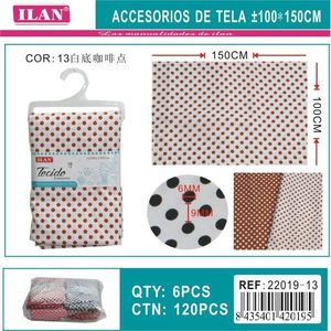 Tessuto a pois Iln 100x150 cm bianco con pois marroni per progetti di artigianato e cucito - Product Image 1
