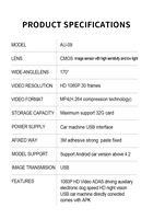 Caméra DVR de voiture, caméra HD, caméra de tableau de bord USB pour lecteur DVD Android, ADAS 1080P, autoradio, caméra de recul