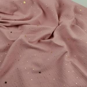 Usine directe en gros 100% coton <span class=keywords><strong>Double</strong></span> <span class=keywords><strong>gaze</strong></span> mousseline froissée tissu tissé avec étoile en feuille de ruban d'or pour filles garçons vêtements - Product Image 6