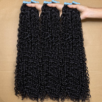 Super brillant pré-bouclé pour Pixie Extensions de cheveux humains bouclés bonne qualité vente en gros ruban adhésif paquets de cheveux vierges matière première