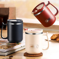 Mug à café en acier inoxydable de 500 ml, double paroi sous vide, en acier inoxydable 304, avec couvercle et cuillère