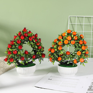 Bonsái Artificial en Forma de Corazón Qi Xing, 24 cm, Fruta de la Fortuna de Plástico, Decoración para el Hogar, Decoración de Escritorio - Product Image 1