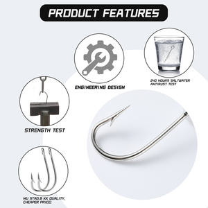 Anzuelos Circulares <span class=keywords><strong>de</strong></span> Alto Carbono para Pesca <span class=keywords><strong>de</strong></span> Altura en Mar, Vástago Extra Largo para Pesca <span class=keywords><strong>de</strong></span> Atún <span class=keywords><strong>de</strong></span> Gran Tamaño al Curricán, Color Blanco - Product Image 4