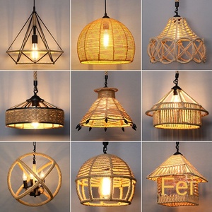 โคมไฟระย้าแนวเรโทรสำหรับร้านอาหารสไตล์อเมริกันที่สร้างสรรค์มีเชือกปอใช้แขวน E27โคมไฟระย้าแบบชนบท - Product Image 1