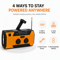 Linterna LED Recargable de Manivela Solar de 2000mAh, Banco de Energía Portátil, Radio de Supervivencia para Camping y Actividades al Aire Libre