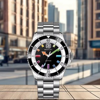 Reloj de Cuarzo AURORA de 42 mm con Fondo Transparente, Unisex, Esfera de Cristal de Zafiro, Manecillas con Indicadores, Correa de Acero Inoxidable 316L, Botón de Presión