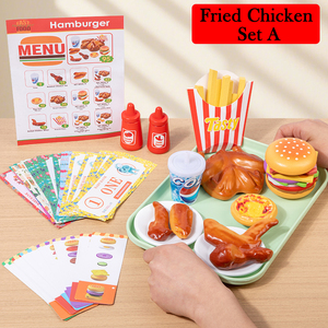 Juego de Juguetes de Madera de Pollo Frito para Niños 2026, Juguetes de Comida de Imitación, Hamburguesa de Comida Rápida con Papas Fritas, Juguetes de Cocina para Niños, CE - Product Image 2