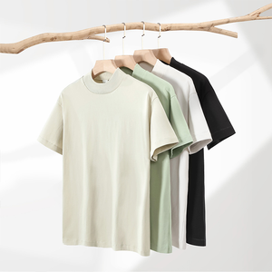 Nouveauté personnalisé 280gsm lourd 100% coton hommes col montant t-shirt DTG impression surdimensionné blanc plaine t-shirts pour hommes - Product Image 2