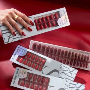 BTArtbox SCOATTIPS เล็บปลอมสีแดง 160 ชิ้น ขายส่ง ทรงอัลมอนด์ สี่เหลี่ยม เจลนิ่ม กดติดง่าย จำนวนมาก - Product Image 1