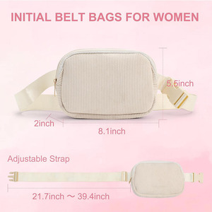 Custom Logo <b>Corduroy</b> Waist <b>Bag</b> Adjustable Running Belt Crossbody <b>Bag</b> Women Outdoor Travel Velvet Fanny Pack - Product Image 4