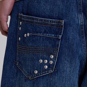 Wholesale <b>Men</b> Vintage Blue Baggy Diamond <b>Jeans</b> Distressed Studded Heavy Weight Slub Denim <b>Jeans</b> - Product Image 4