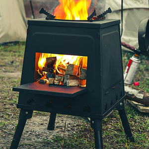 <span class=keywords><strong>Estufa</strong></span> de Camping plegable negra de acero inoxidable para quemar madera al aire libre con bolsa de transporte Cocina de mochilero portátil - Product Image 4