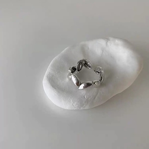 LT-207 Style coréen 925 bague ouverte en argent Unique froid irrégulier métal coeur conception polyvalent élégant femmes Fine bague pour - Product Image 5