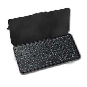JOMAA RGB Backlight BT Mini <b>Keyboard</b> PU Leather <b>Wireless</b> Rechargeable Foldable <b>Keyboard</b> Portable <b>keyboard</b> for PC/Desktop/Laptop - Product Image 1