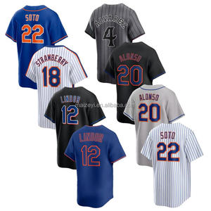 Chất lượng tốt nhất khâu tùy chỉnh #12 Francisco Lindor #20 Alonso #22 Juan Soto thêu Áo bóng chày Mỹ - Product Image 1