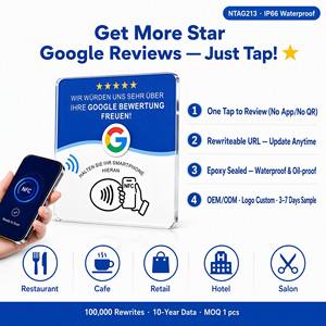Soporte de Mesa Acrílico para Tarjetas de Reseñas de Google |   NTAG212 13.56MHz Toque para Verificar |   Escanear QR |   OEM ODM Personalizado 1-3 Días |   Muestra: 5-7 Días - Product Image 3