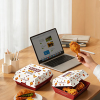 Boîte à emporter en papier à clapet personnalisée, boîte d'emballage jetable pliable de qualité alimentaire pour la restauration et les plats à emporter