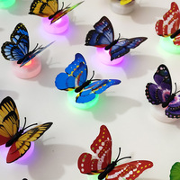 Dekorasi Pesta Natal Ulang Tahun Warna-warni Grosir Pabrik Stiker Lampu Kupu-kupu LED 3D Artifisial