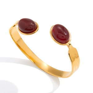 Nuova Moda 2026 Gioielli Hip Hop di Lusso Europei e Americani in Acciaio Inossidabile Placcato Oro 18k con Pietre Preziose e Agata - Product Image 6