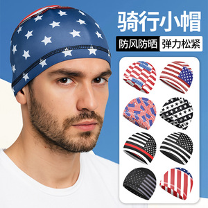 Cycling Cap American Flag Print Breathable Stretch Fit Outdoor Sports Hat - Product Image 1