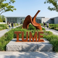 Sculpture de lettres TUME en acier Corten pour extérieur, villa, bord de mer, place publique, enseigne métallique décorative, vente en gros