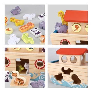 <span class=keywords><strong>Happy</strong></span> Earth - Noahs Ark Ensemble <span class=keywords><strong>de</strong></span> jeu en bois Jouet éducatif Forme animale Puzzle Développement cognitif Jeu d'apprentissage Montessori - Product Image 4
