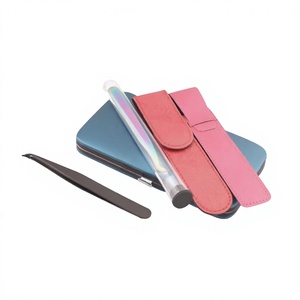 Ensemble de pinces à cils et à sourcils 5 pièces en acier inoxydable japonais, pointe courbée lisse, marque OEM, antimagnétique, durable, 10 mm - Product Image 1