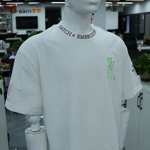 T-shirt tricoté surdimensionné personnalisé en gros, broderie 3D, respirant, en chenille, unisexe, pour homme, 100 % coton - Product Image 4