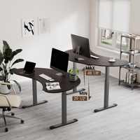Meja Kerja Ergonomis Bentuk Kacang Mete AJUNION dari Kayu dan Baja Paduan, Meja Komputer untuk Rumah dan Kantor, Meja Gaming dengan Motor Ganda