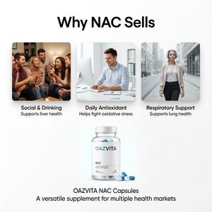 OAZVITA <span class=keywords><strong>NAC</strong></span> Capsules 600MG N-Acétylcystéine Antioxydant Soutien <span class=keywords><strong>Alimentaire</strong></span> <span class=keywords><strong>Complément</strong></span> <span class=keywords><strong>Alimentaire</strong></span> pour Adultes Biologique Végétalien - Product Image 5