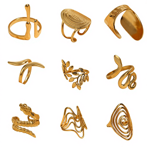 Explosions High Sense Edelstahlring mit Öffnung, <span class=keywords><strong>Retro</strong></span>-Geometrische Linien, Öldruck-Schmuck, Unisex, Leicht - Product Image 1