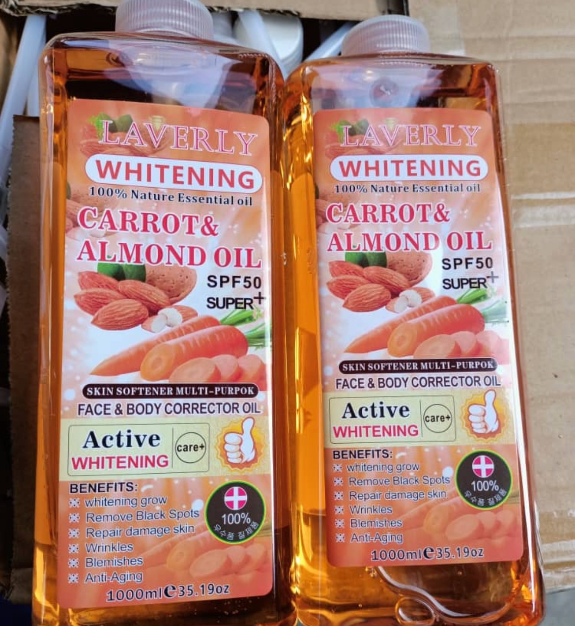 2025 Best Selling Laverly Carrot Almond Oil for Body Whitening Natural Nut Extract Vitamin C Bleaching Oil Africa Skin 7 Days
