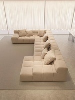 Matte Stoff Oberschicht Ledersofa, Gerades Winkelsofa, italienisches minimalistisches Sofa