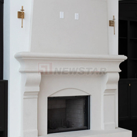 Newstar Villa Salon Décoratif Blanc Marbre Fonte Pierre Cheminée Manteau Poli Style Français Cheminée En Marbre