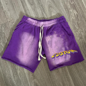 Shorts de Gimnasio para Hombre al por Mayor, Estilo Vintage, Desgastados, Lavados, con Dobladillo sin Rematar, de Felpa Francesa Desteñida por el Sol, de 5 Pulgadas, con Cordón Ajustable - Product Image 3