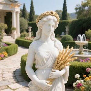 Personalizada ciudad jardín decoración Gran Piedra natural tallada GreekMyth Horae estatua tamaño real verano <span class=keywords><strong>Theros</strong></span> diosa escultura de mármol blanco - Product Image 2