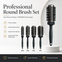 Brosse à cheveux en céramique de luxe avec logo personnalisé emballage de peigne de conception de séchage par soufflage vente en gros de brosses rondes pour cheveux coffret cadeau professionnel