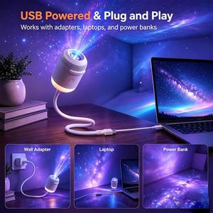 Luce Ambientale USB con Proiezione per Auto <span class=keywords><strong>e</strong></span> Casa, Proiettore Rotante di Galassie <span class=keywords><strong>e</strong></span> Cielo Stellato, 3/5/12/24/36 Diapositive con Pellicola Sostituibile - Product Image 5