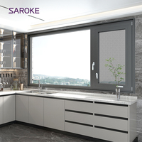 Ventanas Abatibles de Aluminio Gris 6063 T5 Impermeables para Casa con Manivela