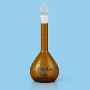 ขวดวัดปริมาตรแบบคอยาว รุ่น Amber Volumetric Flask, Class-A, พร้อมใบรับรองเฉพาะตัว ทำจากแก้วบอโรซิลิเกต - Product Image 1