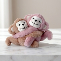 Adorable duo de singes en coton magnétiques Coco Peach de 6 pouces, peluches douces avec aimant pour décoration et cadeau d'anniversaire