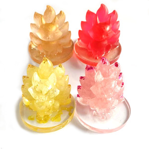 Decoración de Piñas de Cristal, 4 Piezas, Resina Epoxi, Decoración Feng Shui para Hogar y Oficina, Forma de Planta Irregular, Cuarzo Rosa Amarillo - Product Image 1