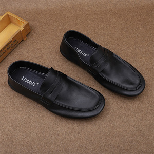 Mocassins pour hommes en cuir véritable à bout rond, respirants, chaussures décontractées de printemps - Product Image 2